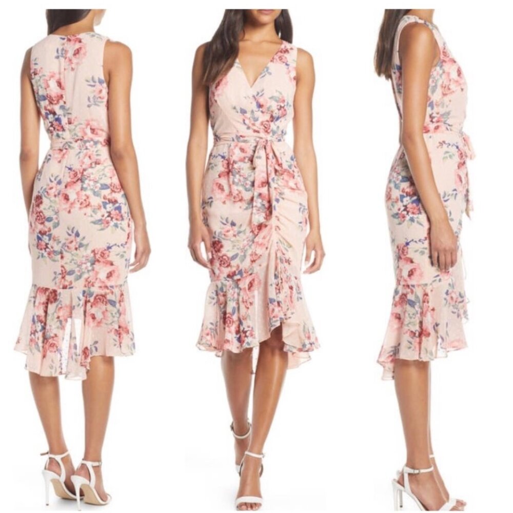 NWT- Eliza J Pink Floral Mermaid dress size 4